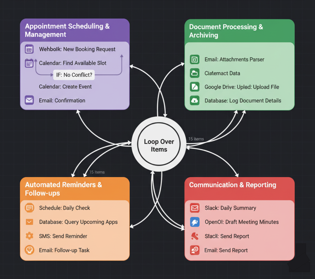Agentes de IA que automatizan citas y atención al cliente para empresas.